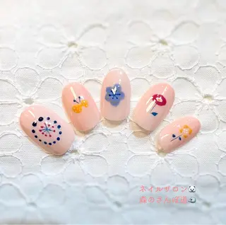 ネイル ショートネイル 森のさんぽ道のネイルデザイン