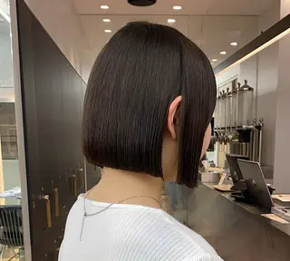 ショート カラー レイヤーボブ縮毛矯正 韓国RINAのヘアスタイル
