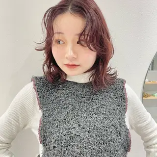 ミディアム カラー 🍊暖色×顔周り 🍊cocoroのヘアスタイル