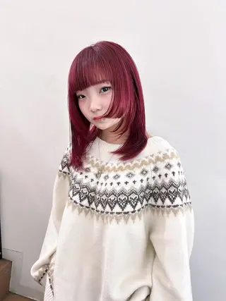 ミディアム カラー ハイライト🌟/ ボブ/豊田のヘアスタイル