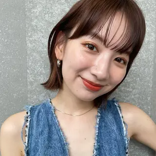 ミディアム カラー ヘアアレンジ ボブ｜韓国｜美髪矯正 ｜amika🌙のヘアスタイル