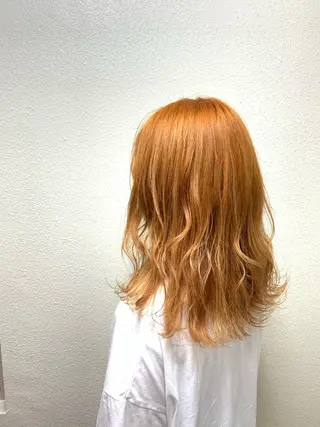 ミディアム カラー パーマ ヘアアレンジ メンズ キッズ ネイル マツエク・マツパ 切りっぱなしヘアボブ ミディアムヘアRYOのヘアスタイル