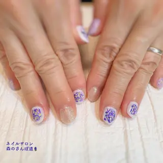 ネイル ショートネイル 森のさんぽ道のネイルデザイン