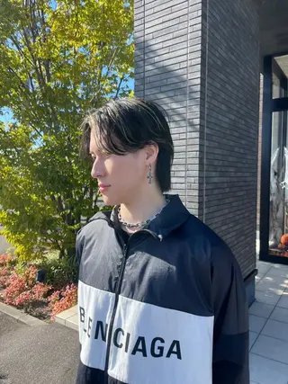 メンズ ミディアム ハイトーンベージュ 新潟/Manamiのヘアスタイル