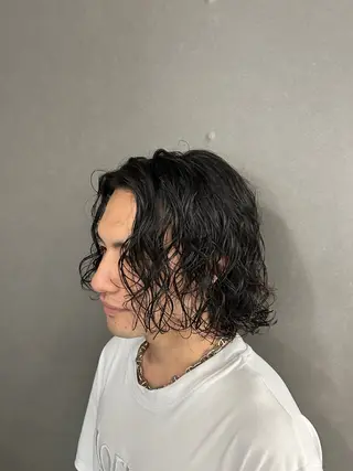 ミディアム パーマ メンズ カズキ🌼曲がる 縮毛矯正のヘアスタイル