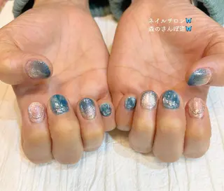 ネイル ショートネイル 森のさんぽ道のネイルデザイン
