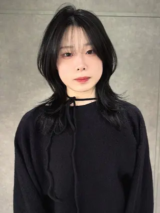 ミディアム カラー yu-kaハッシュ カット/韓国レイヤーのヘアスタイル