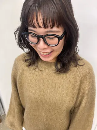 ミディアム カラー パーマ 💓パーマ，💗 レイヤーカットのヘアスタイル