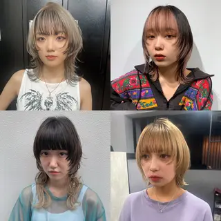 ミディアム ブリーチ/ウルフ ハッシュカット/石山のヘアスタイル