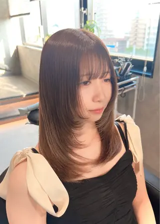 ミディアム カラー パーマ ヘアアレンジ 阪神尼崎駅徒歩2分 半個室サロン　小田稔のヘアスタイル