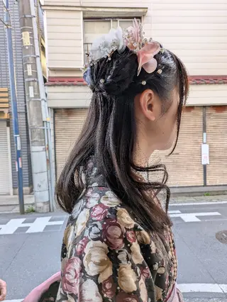 セミロング 大人女性カット/ヘア セット✨️片本🌸のヘアスタイル