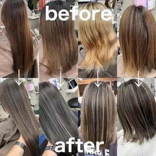セミロング カラー Lull1人美容室 バレイヤージュのヘアスタイル