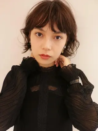 ミディアム カラー パーマ 安村 美奈のヘアスタイル