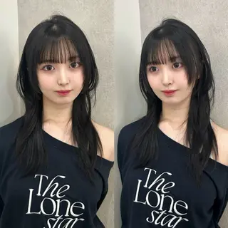 セミロング ハッシュカット🖤✨ 顔周り/韓国ヘアのヘアスタイル