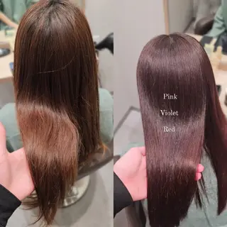 セミロング カラー 縮毛矯正をしている人 のためのカラーのヘアスタイル