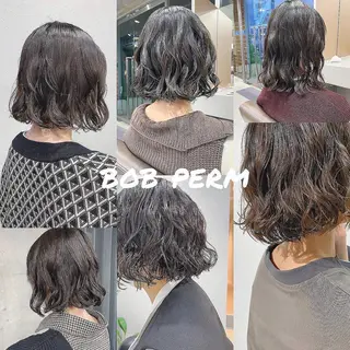ショート パーマ ボブパーマコテ巻き風 パーマNo1深江秀平のヘアスタイル