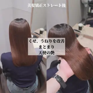 ミディアム パーマ 縮毛矯正をしている人 のためのカラーのヘアスタイル