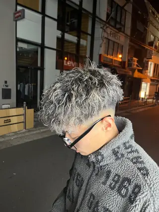 ショート カラー パーマ メンズ ブリーチ無しカラー/ 美髪改善💠てんゆうのヘアスタイル