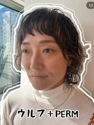 ミディアム パーマ 韓国エクステ／羽エク ダブルスキル💛のヘアスタイル