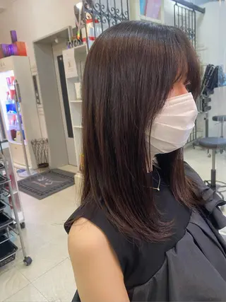セミロング カラー パーマ ヘアアレンジ kame|レイヤー / 似合わせ顔周りのヘアスタイル