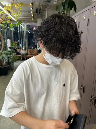 ショート パーマ メンズ ナガノリノ /ボブ/ ベージュ/暖色のヘアスタイル