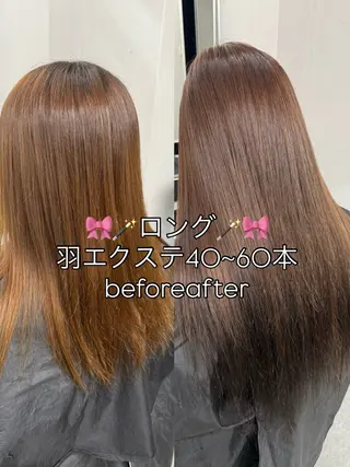 ロング カラー 𝙃𝘼𝙍𝙐🎀 韓国×エクステのヘアスタイル