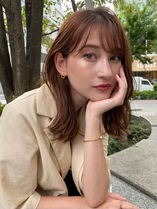 ミディアム カラー ヘアアレンジ 💎耳ツボジュエリー ×銀座美容室💎のヘアスタイル