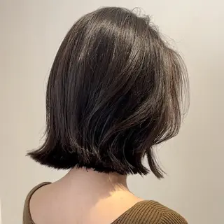ショート カラー パーマ ヘアアレンジ メンズ 切りっぱなしヘアボブ ミディアムヘアRYOのヘアスタイル