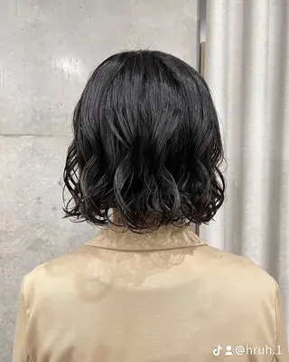 ミディアム パーマ ショートボブ/似合 わせショート/表参道のヘアスタイル