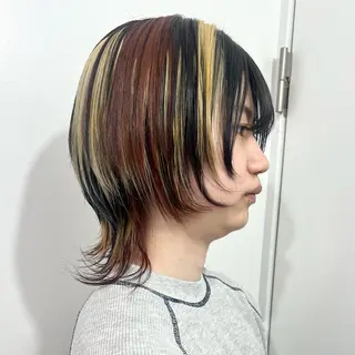 ショート カラー パーマ ヘアアレンジ メンズ 🧨ブリーチー×ボブ レイヤー💎じゅえるのヘアスタイル