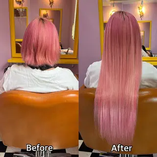 ロング カラー＋ちび編み込み エクステ梅田🐨のヘアスタイル