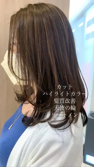 セミロング カラー 似合わせカラー/艶 髪質改善/ヨシザキのヘアスタイル