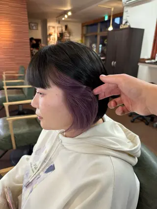 ショート カラー 💜推しインナー カラー/菊池柊真💜のヘアスタイル