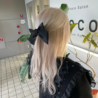 セミロング カラー Lull1人美容室 バレイヤージュのヘアスタイル