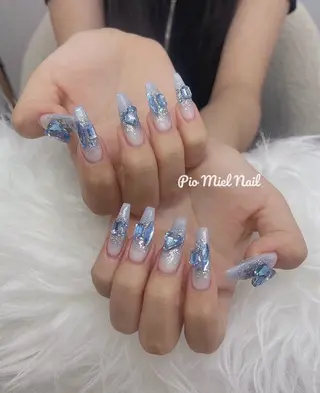 セミロング HANA 長さだしのネイルデザイン