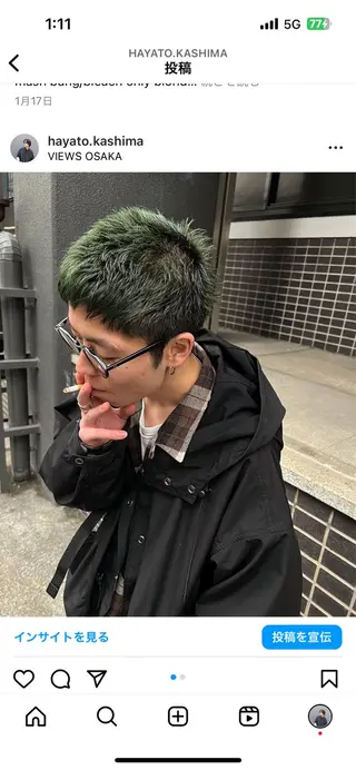 ショート カラー ハッシュカット カシマハヤトのヘアスタイル