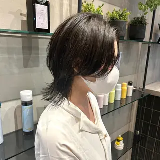 ミディアム 縮毛矯正・似合わせ タナカ レイヤのヘアスタイル