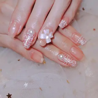 ネイル ミディアム フィルイン・深爪矯正 長さ出し🎀のネイルデザイン