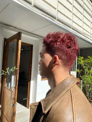 ショート カラー メンズ 艶カラー、パーマ 祥一朗 WAWAのヘアスタイル