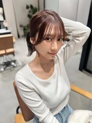セミロング 韓国レイヤーカット 透明感カラー冨田那樹のヘアスタイル