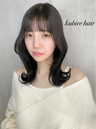 セミロング カラー 韓国レイヤーカット 🧸ベージュカラーのヘアスタイル