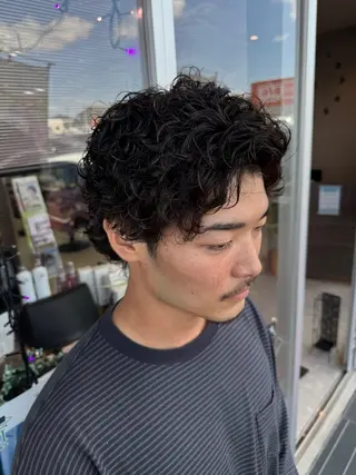 パーマ メンズ 吉田 剛のヘアスタイル