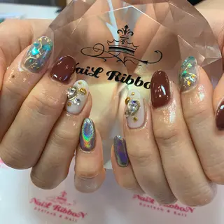 ネイル ネイルリボン 受付スタッフのネイルデザイン