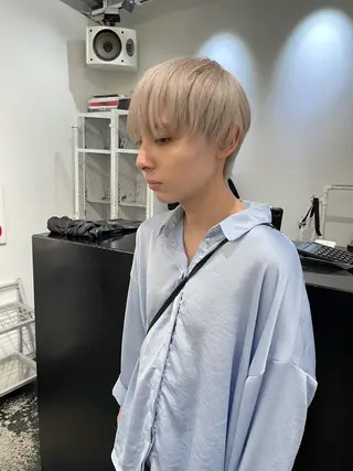 ショート カラー パーマ ヘアアレンジ メンズ キッズ 艶ハイトーン/ヘア アレンジAYAKAのヘアスタイル