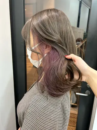 セミロング カラー 🤡暖色レイヤー 🤡みさきのヘアスタイル