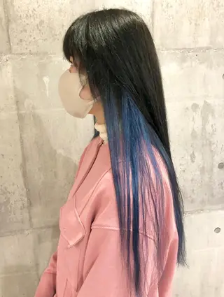 ロング 興津/韓国レイヤー ダブルカラー美髪縮毛のヘアスタイル
