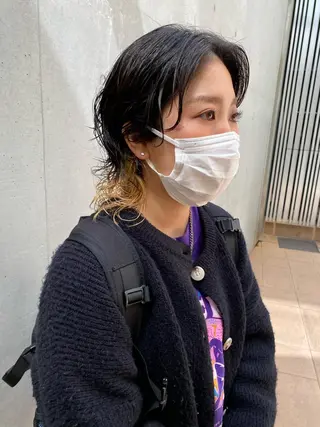 ミディアム カラー パーマ パーマ、髪質改善 菊地美月のヘアスタイル