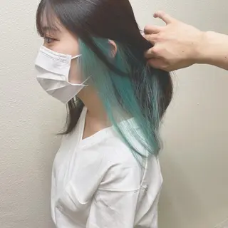 ミディアム カラー パーマ ヘアアレンジ メンズ キッズ ネイル マツエク・マツパ 切りっぱなしヘアボブ ミディアムヘアRYOのヘアスタイル