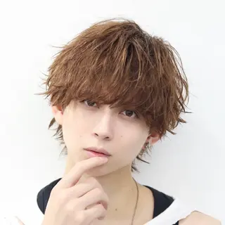 ミディアム カラー パーマ メンズ ハイトーン/メンズマ ッシュ/KYOHEIのヘアスタイル