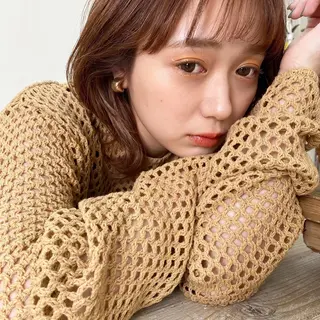 ミディアム カラー ヘアアレンジ 対馬 粘音のヘアスタイル